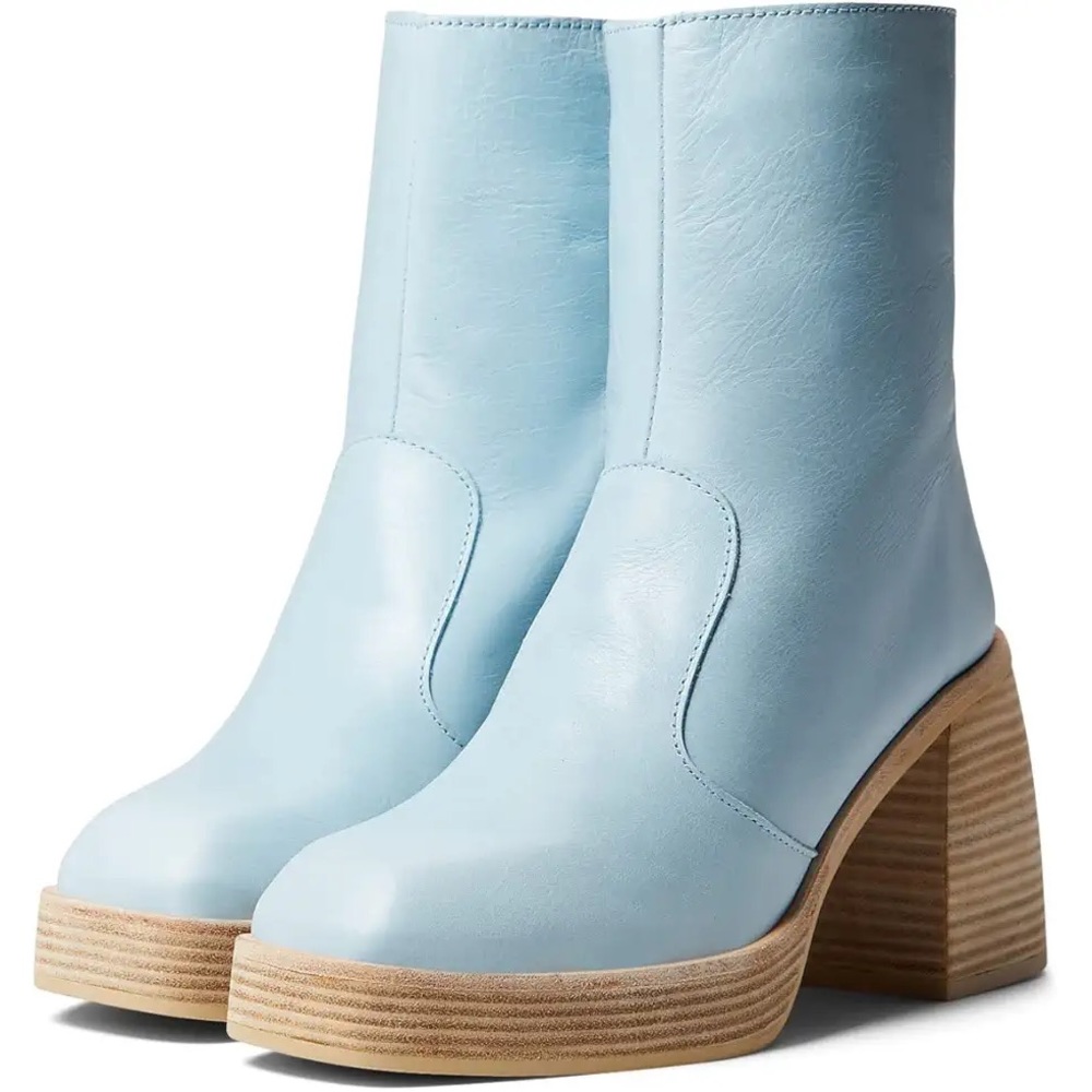 Free People Blue Block Heel Booties